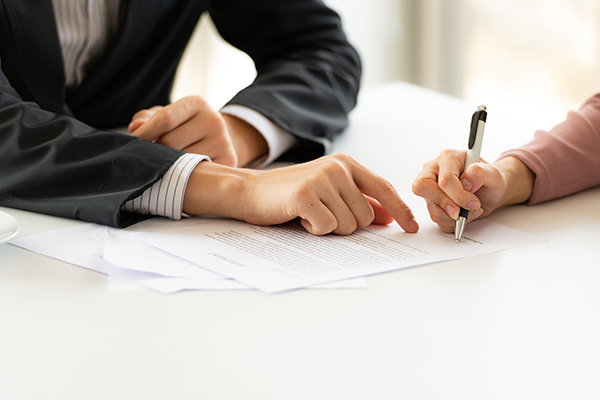 Signature on document  for new staff hiring